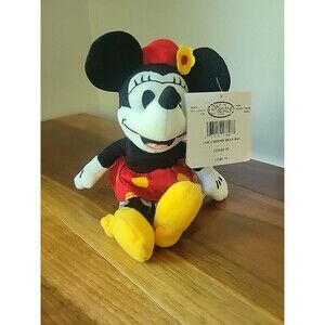 Disney Store 1930's Minnie Mouse Bean Bag Plush 7" New With Tags